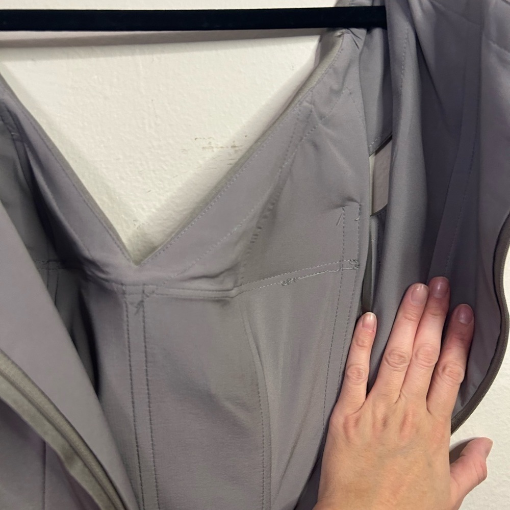 La Femme Ruched Jersey Column Gown in Pewter - Picture 10 of 10